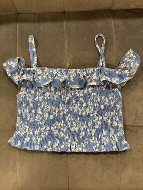 Floral Ruffle off the shoulder crop top